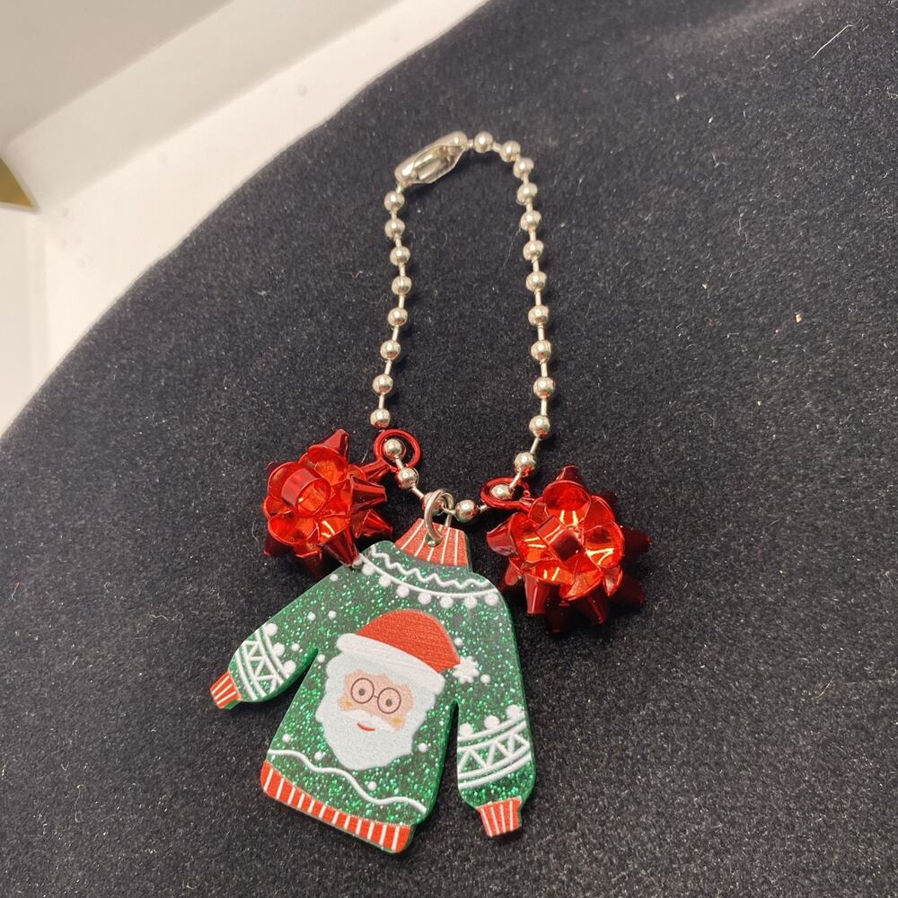 Custom Christmas Keychain Ugly Santa Sweater Keychain